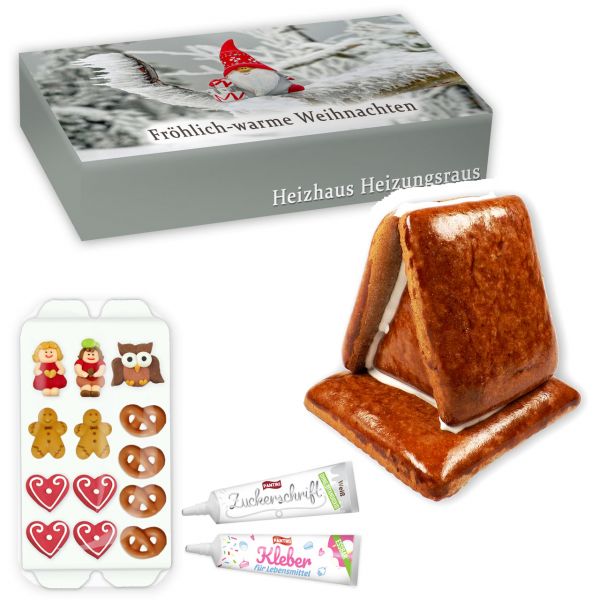 Mini Lebkuchen Hexenhaus Bastelset XS - ca. 9x8x9cm - in personalisiertem Karton