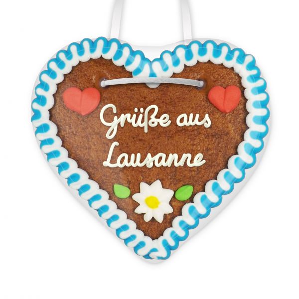 Lebkuchenherz, 12cm - Grüße aus Lausanne