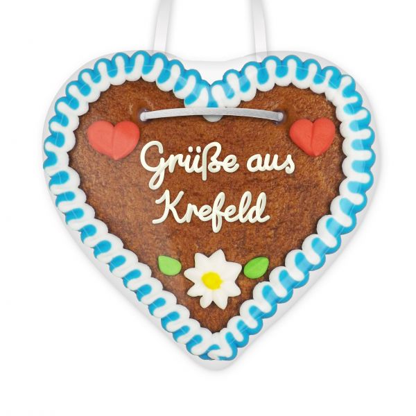 Lebkuchenherz, 12cm - Grüße aus Krefeld