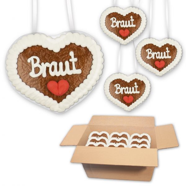 Lebkuchenherz 8cm - Braut - 30 Stück im Karton