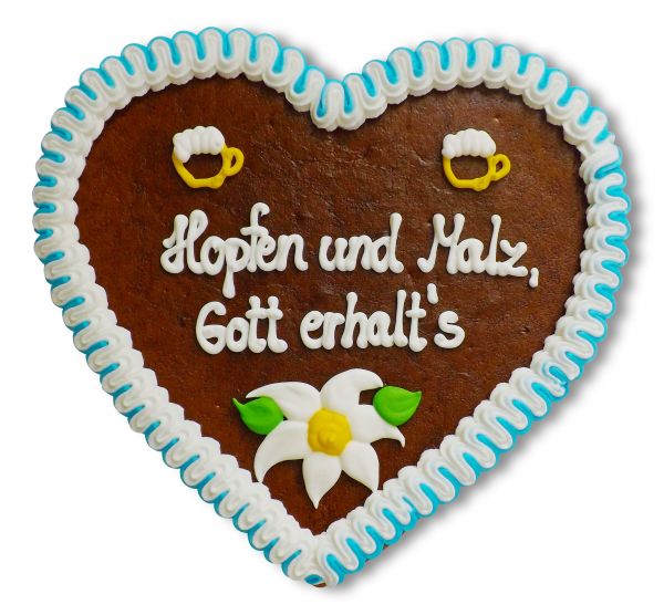 Lebkuchenherz, 23cm - Hopfen und Malz, Gott erhalt´s