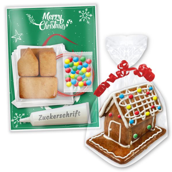 Lebkuchenhaus Bastelset - zum selbst Aufbauen und Gestalten - XS - Weihnachten Edition