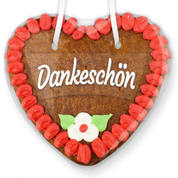 Lebkuchenherz mit Text - Aufkleber - 14cm - Dankeschön - versch. Farben