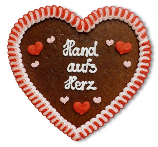 Lebkuchenherz, 23cm - Hand aufs Herz