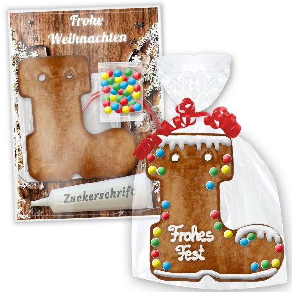 Lebkuchen Bastel Set mit Stiefel - zum selbst Gestalten - Weihnachten Edition