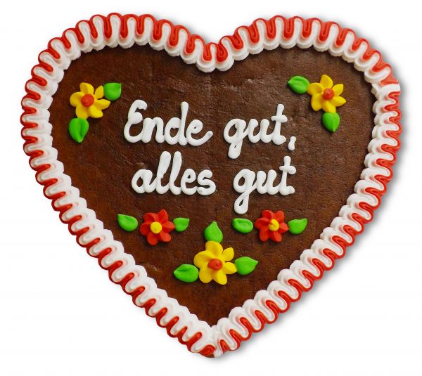 Lebkuchenherz, 23cm - Ende gut, alles gut