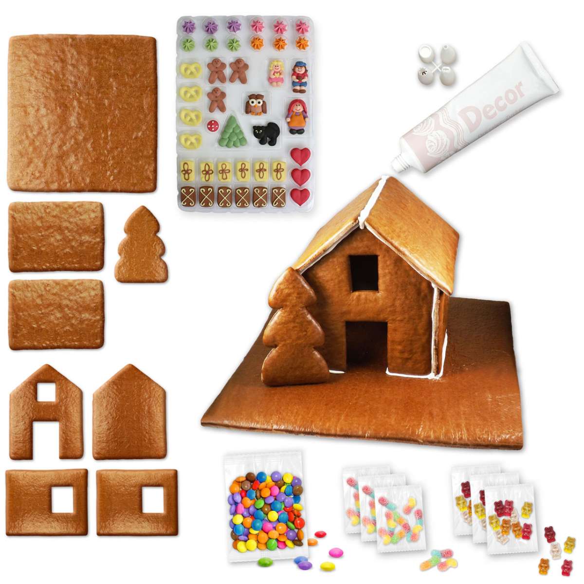 Lebkuchenhaus Bausatz mit ZuckergussTube ca. 43x42x28cm inkl