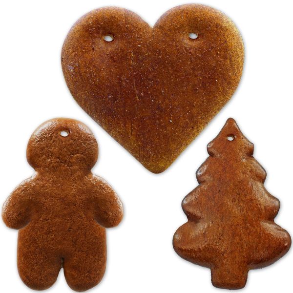 Lebkuchen Rohling Set - 15 Stück - Herz Tanne Mann - 12cm