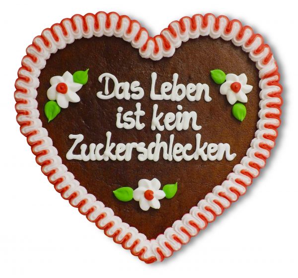 Lebkuchenherz, 23cm - Das Leben ist kein Zuckerschlecken