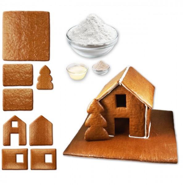 Lebkuchenhaus – Bausatz mit Zuckerguss Fertig-Mix – Größe XL - ca. 43x42x28cm