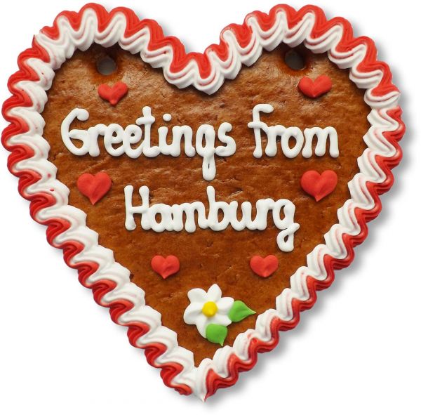 Lebkuchenherz, 16cm - Greetings from Hamburg