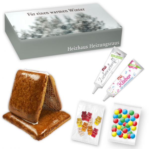 Lebkuchen Hexenhaus - Bastelset - ca. 9x8x9cm - in individuellen Karton