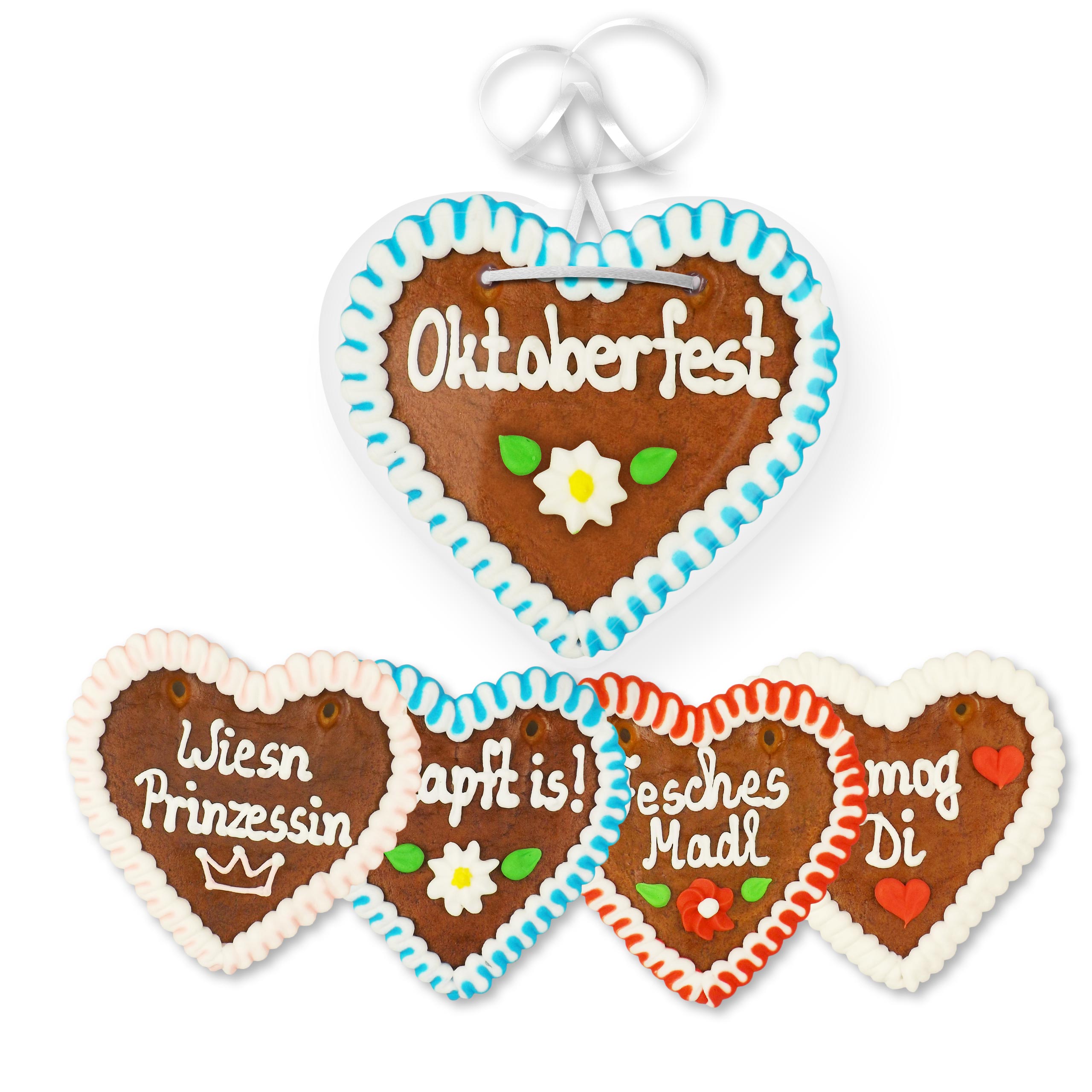 Lebkuchenherzen Mischkarton 12cm Klassische Oktoberfest Sprüche