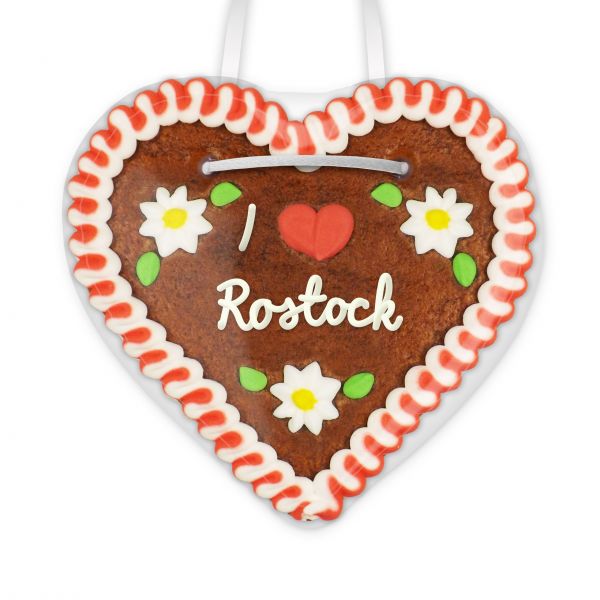 Lebkuchenherz, 12cm - I love Rostock