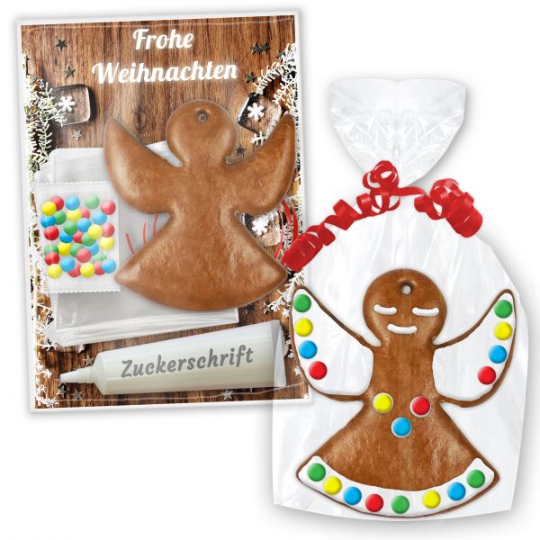 Lebkuchen Bastel Set - mit Engel zum Selbstgestalten mit Anleitung - Weihnachten Edition