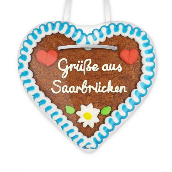 Lebkuchenherz, 12cm - Grüße aus Saarbrücken