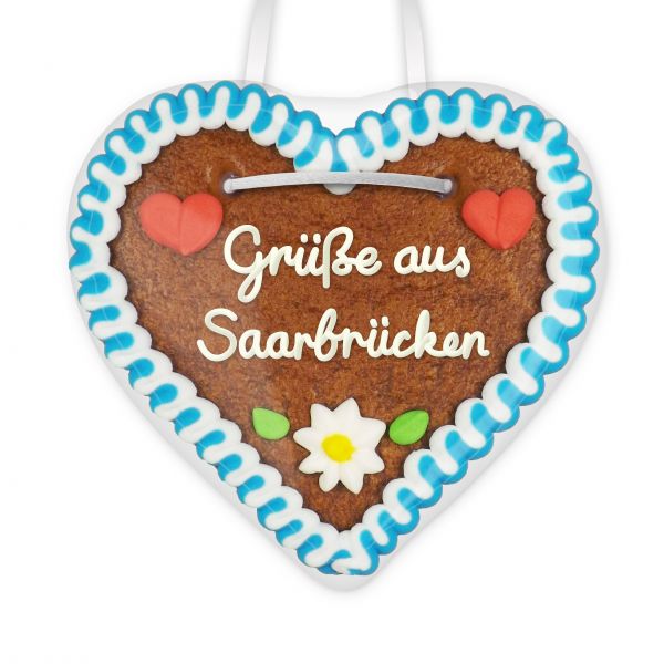 Lebkuchenherz, 12cm - Grüße aus Saarbrücken