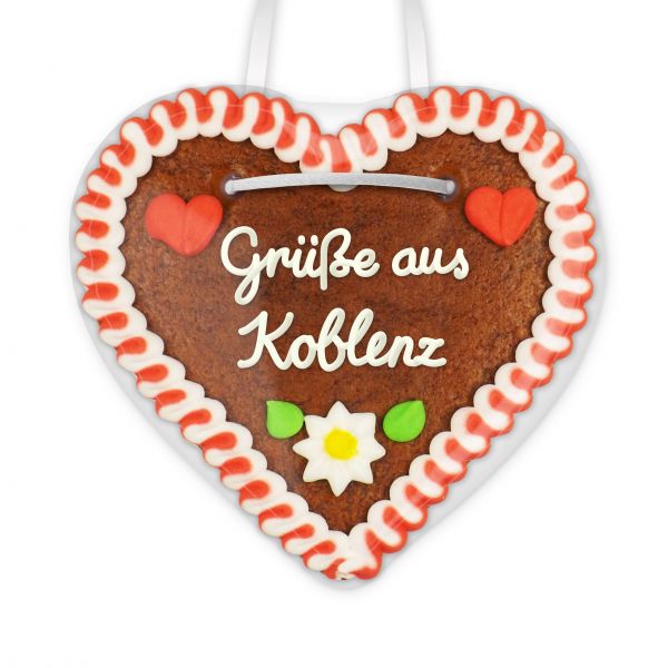 Lebkuchenherz, 12cm - Grüße aus Koblenz