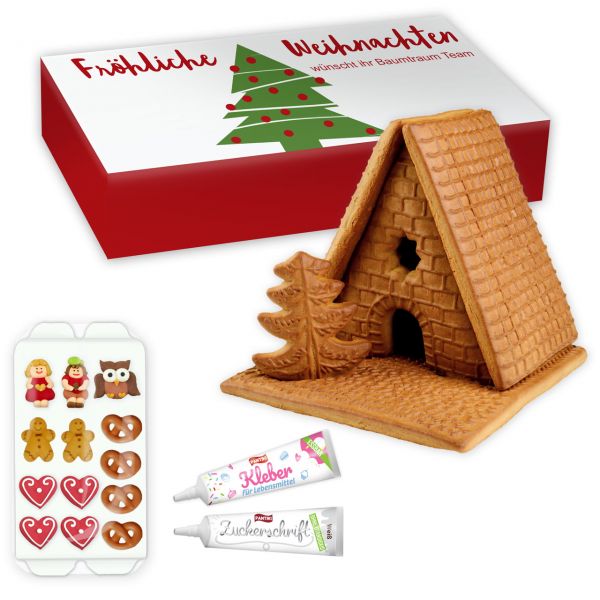 Lebkuchen Hexenhaus Bastelset L - ca. 16x17x16cm - im personalisierten Karton