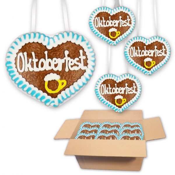 Lebkuchenherz 8cm - Oktoberfest - Design 2 - 30 Stück im Karton