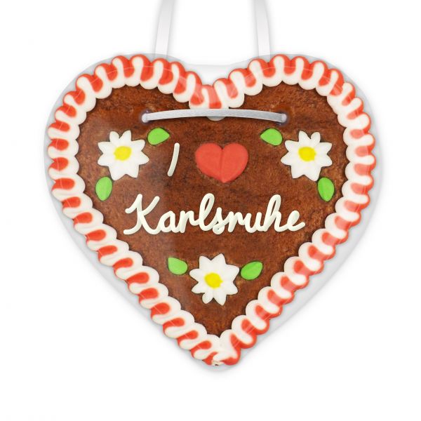 Lebkuchenherz, 12cm - I love Karlsruhe