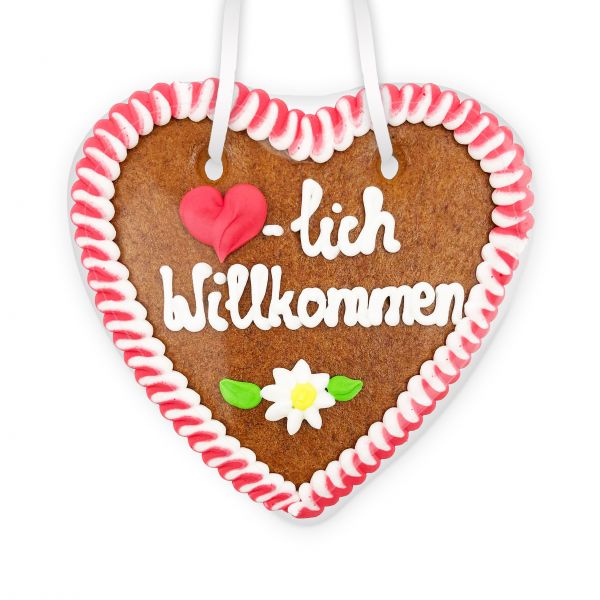 Lebkuchenherz 14cm - Herzlich Willkommen