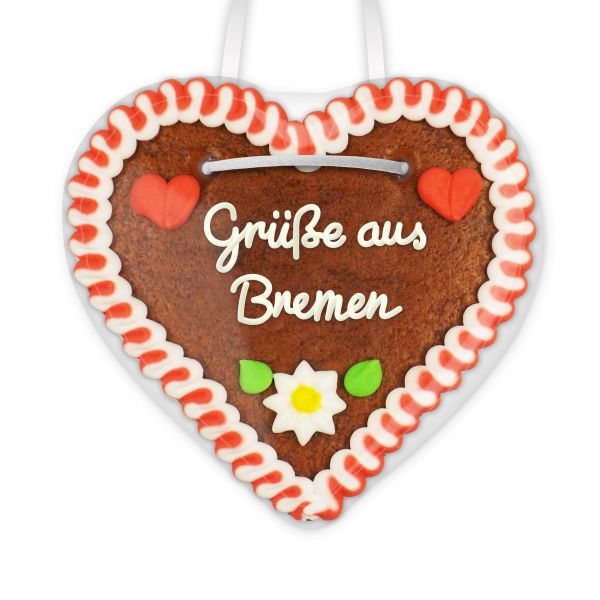 Lebkuchenherz, 12cm - Grüße aus Bremen