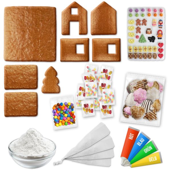 Lebkuchenhaus Bausatz Komplett-Set – Größe XL - ca. 46x45x25cm