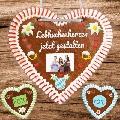 Lebkuchenherzen mit Foto und Wunschtext als persönliches Geschenk