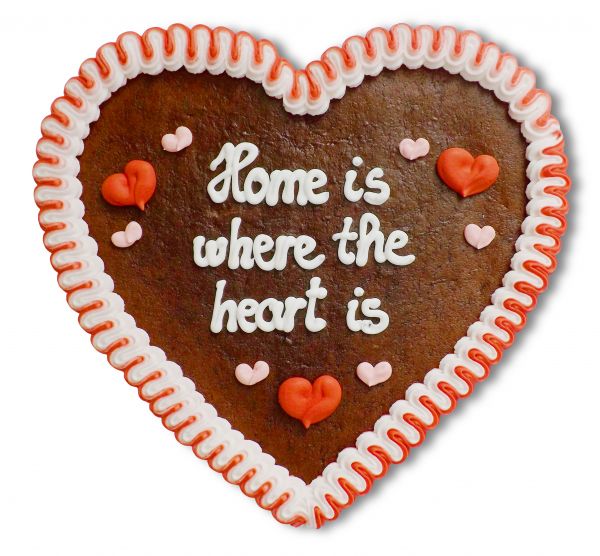 Lebkuchenherz, 23cm - Home is where the heart is