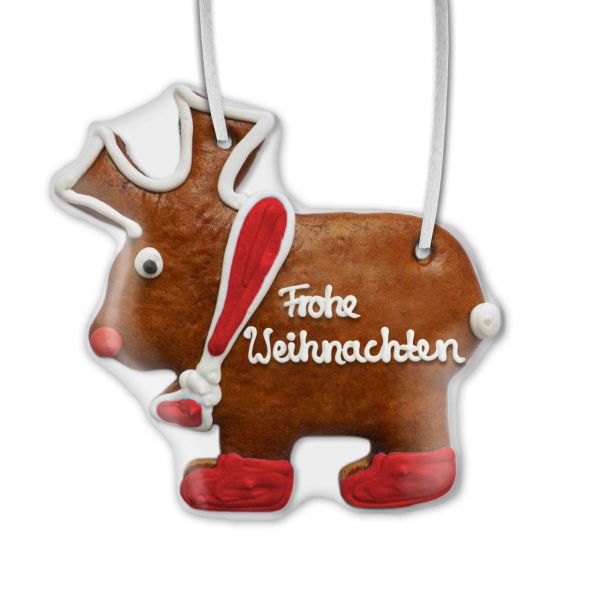 Lebkuchen Elch - Frohe Weihnachten - rot - 22cm