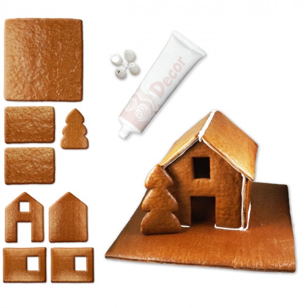 Lebkuchenhaus – Bausatz mit Zuckerguss-Tube – Größe XL - ca. 43x42x28cm