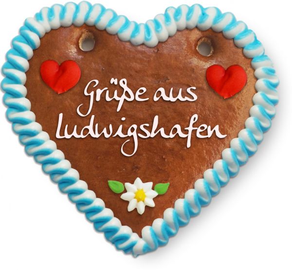 Lebkuchenherz, 12cm - Grüße aus Ludwigshafen