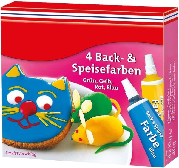 Lebensmittelfarben Set - 4 Stück - 80g