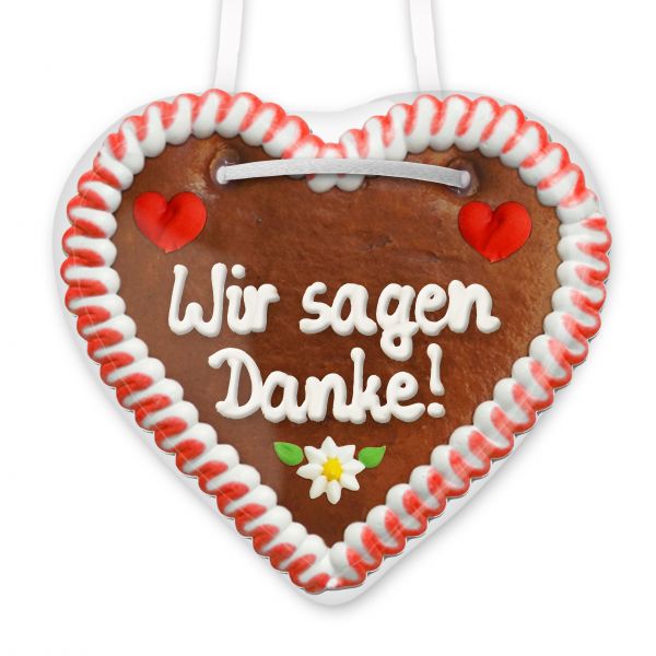 Lebkuchenherz 12cm - Wir sagen Danke!