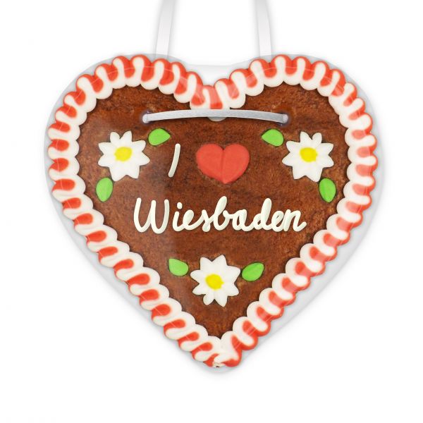 Lebkuchenherz, 12cm - I love Wiesbaden