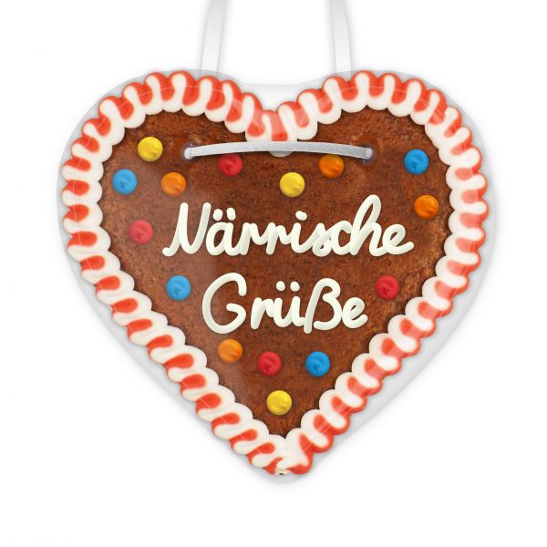 Lebkuchenherz, 12cm - Närrische Grüße