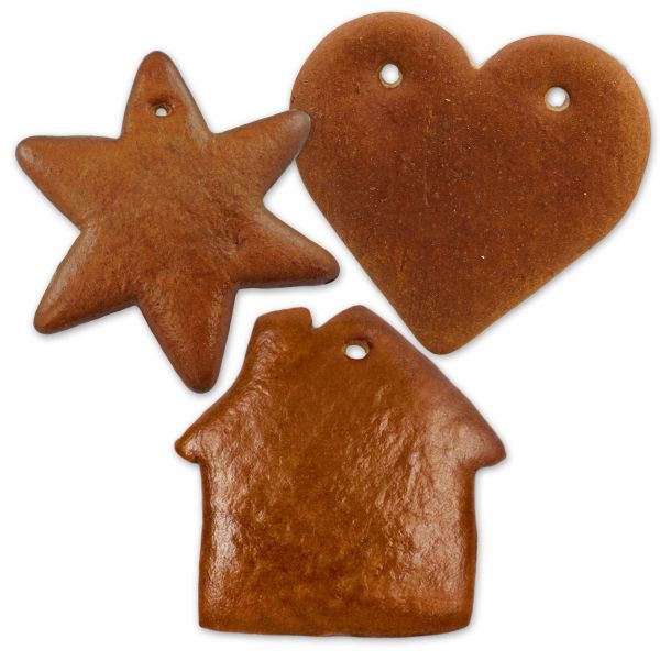 Lebkuchen Rohling Set - 15 Stück - Herz Stern Lebkuchenhaus - 12cm