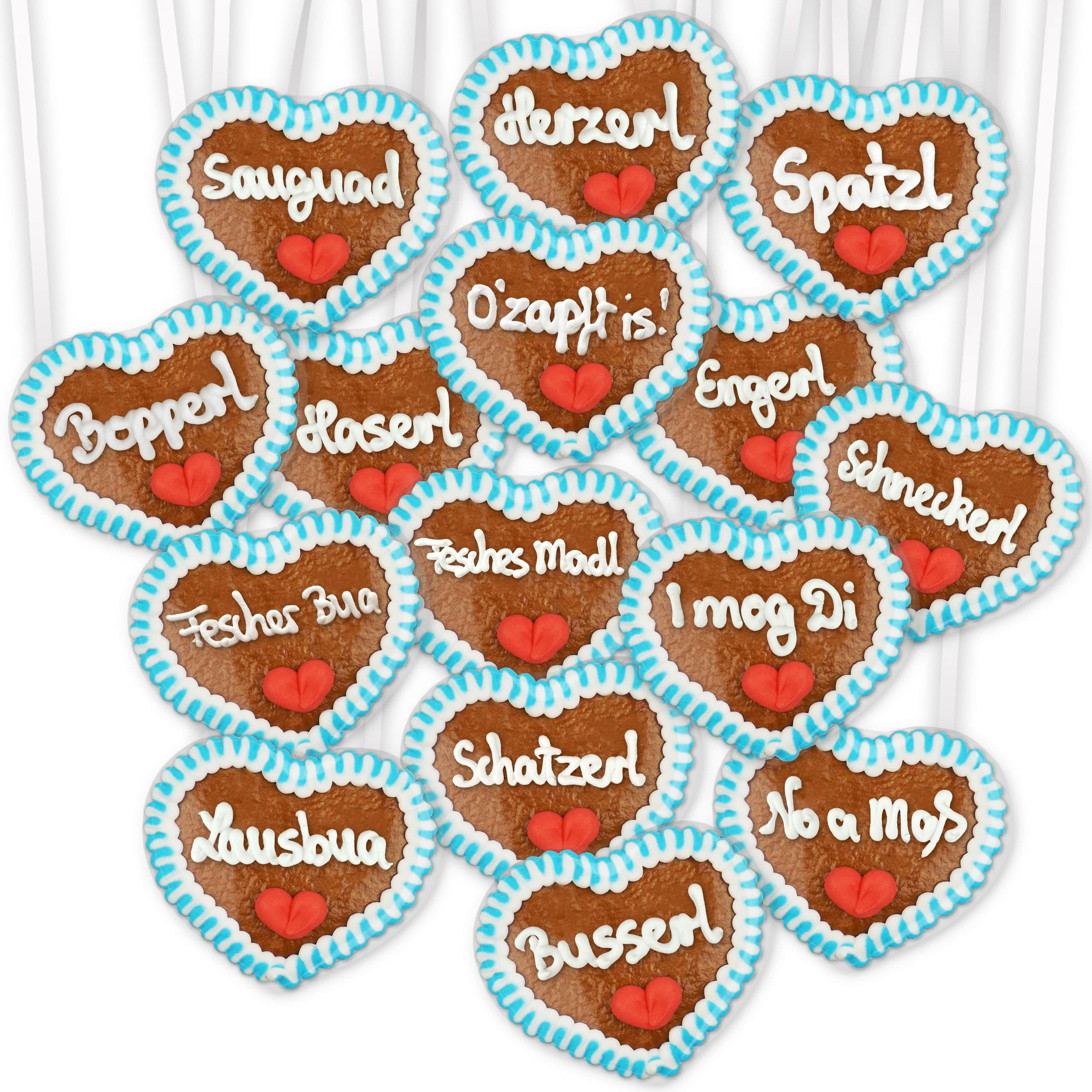 Lebkuchenherzen 8cm Mischkarton Bayerische Oktoberfest Sprüche 30