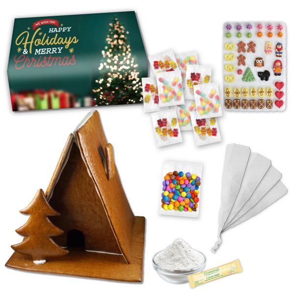 Hexenhaus Bausatz Komplett-Set – Größe XL – ca. 37x37x40cm - mit bedruckten Karton