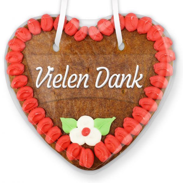 Lebkuchenherz mit Text - Aufkleber - 14cm - Vielen Dank - versch. Farben