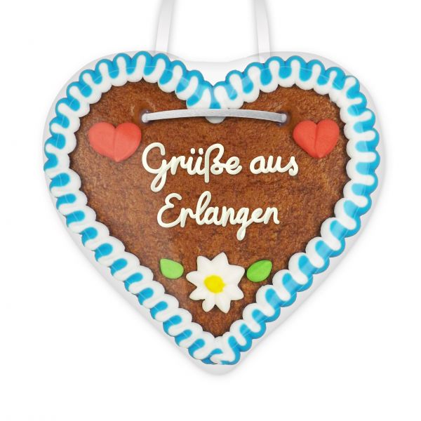 Lebkuchenherz, 12cm - Grüße aus Erlangen