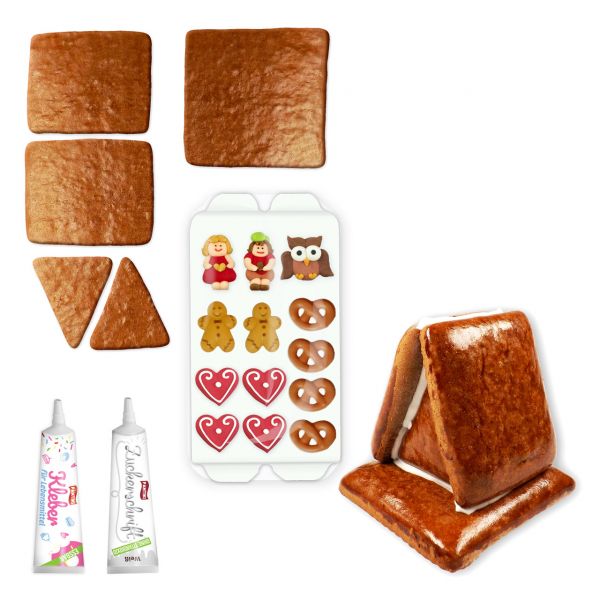 Mini Lebkuchen Knusperhäuschen XS Bastelset - ca. 9x8x9cm