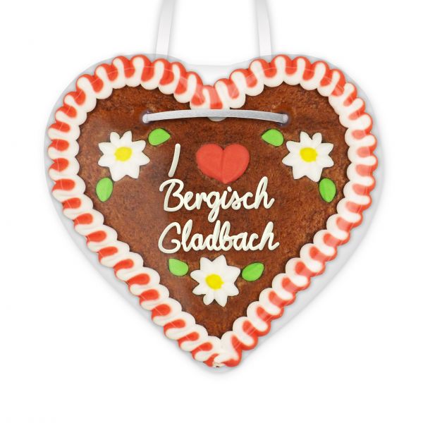 Lebkuchenherz, 12cm - I love Bergisch Gladbach