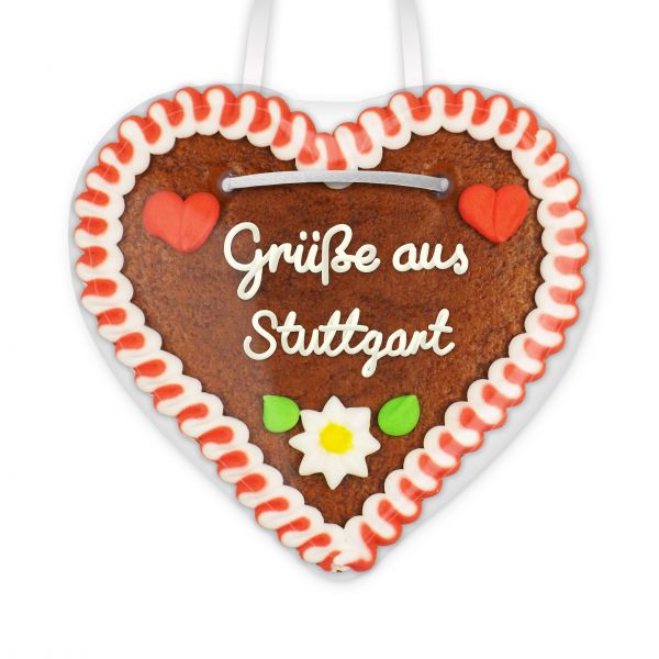 Lebkuchenherz, 12cm - Grüße aus Stuttgart