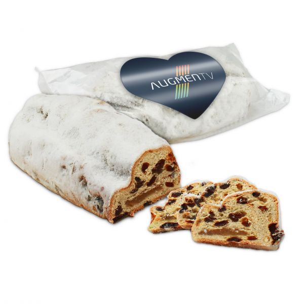 Feiner Marzipanstollen - 1000g - mit individuellem Etikett als weihnachtliches Werbepräsent