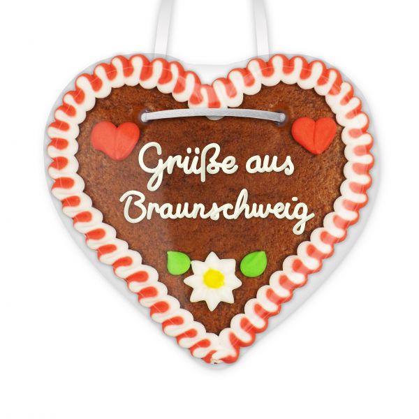 Lebkuchenherz, 12cm - Grüße aus Braunschweig