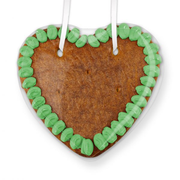 Lebkuchen Herz Rohling - mit Rand - 14cm - grün