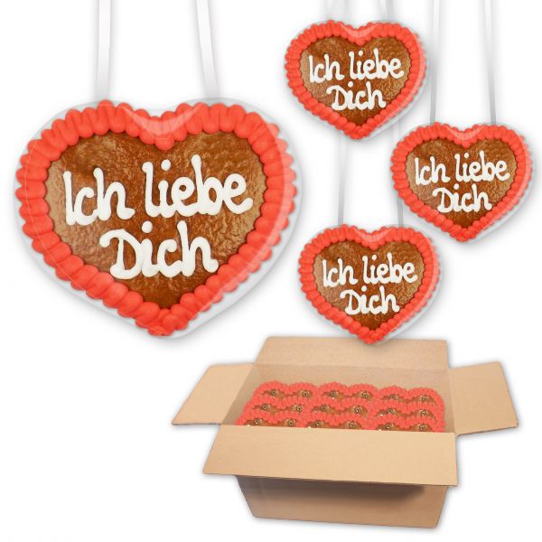 Lebkuchenherz 8cm - Ich liebe Dich - 30 Stück im Karton