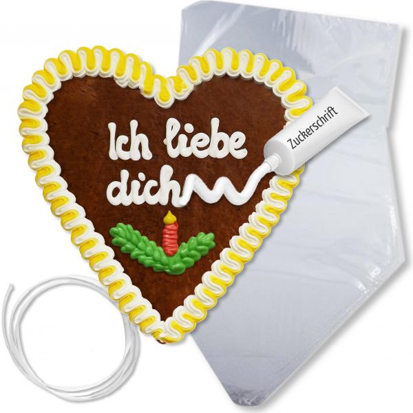 Lebkuchenherz Selber Beschriften Set - 21cm - Weihnachten W1